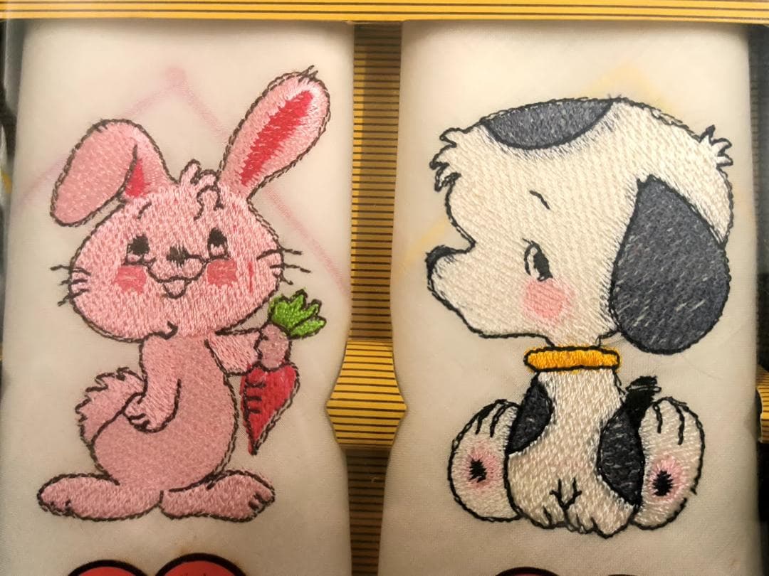 未使用・昭和レトロ ハンカチセット オーム Pet ウサギ&犬 日本空港ビル