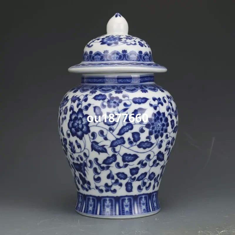 清乾隆青花纏枝紋将軍缶 景徳鎮 陶磁器 装飾品 現代工芸品 美術品 置物