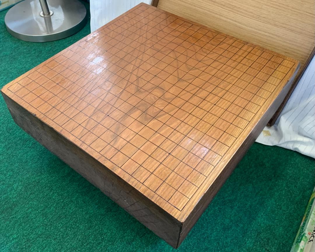 アンティーク!! 本榧 碁盤 囲碁 へそ無し 蓋付き 明治元年 現状品!!