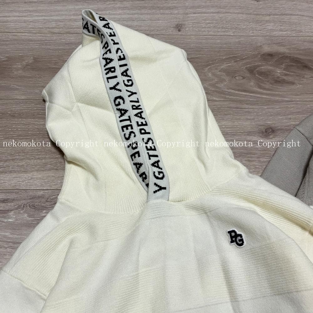 パーリーゲイツ ストレッチ天竺 ボーダージャガード ツインニット パーカー 4