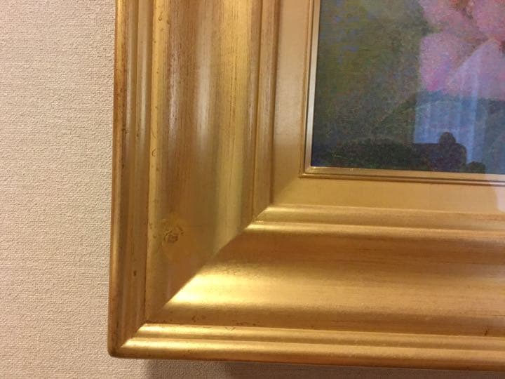 お値下げ　油絵　佐藤哲郎　麗しい薔薇の絵　『爽風』　一滴の雫　美しい点描画　４号