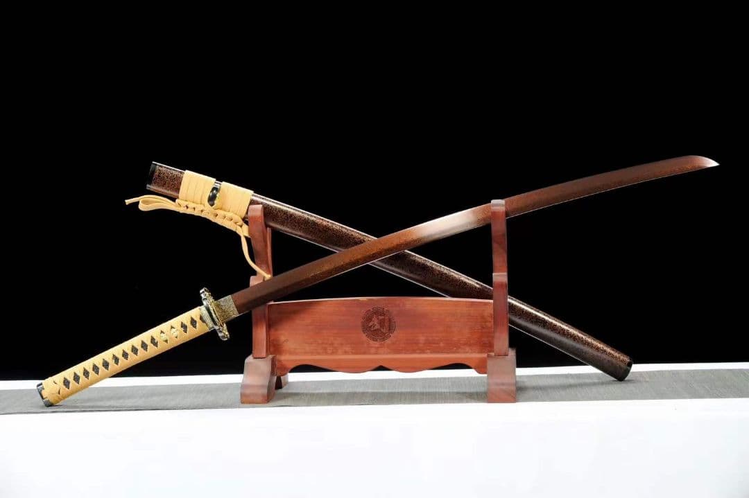 ダマスカス発赤武者刀【千秋】武具　刀装具　日本刀　模造刀 居合刀