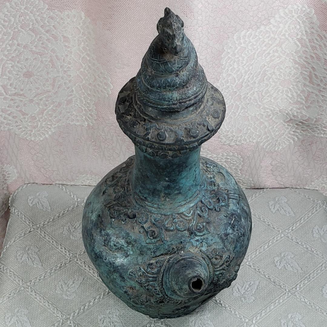 ◆『高麗龍蓋双龍紋青銅浄瓶』 水瓶◆検）仏像 鉄瓶 新羅仏 高麗仏 百済仏 鐘