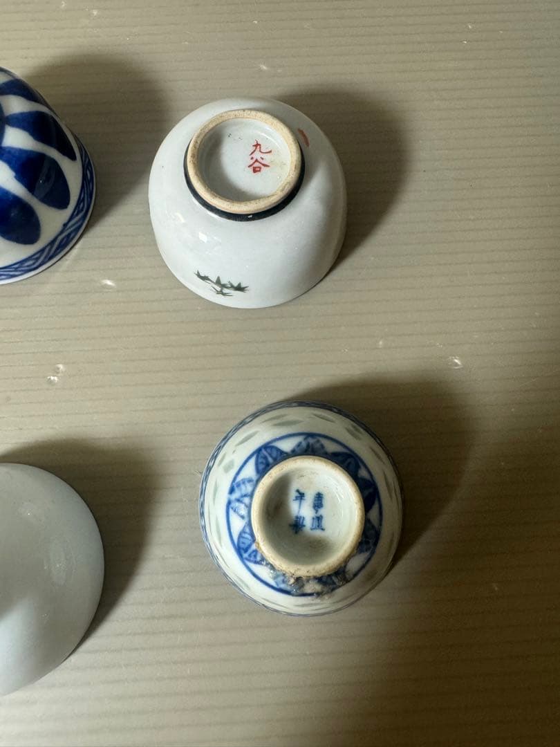 2496 まとめ売り　九谷焼　猪口　6客　時代物