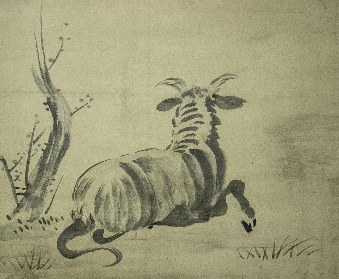 掛軸-1545　臨済宗妙心寺派 511世　雪潭紹璞　画　牧牛図　印刷工芸