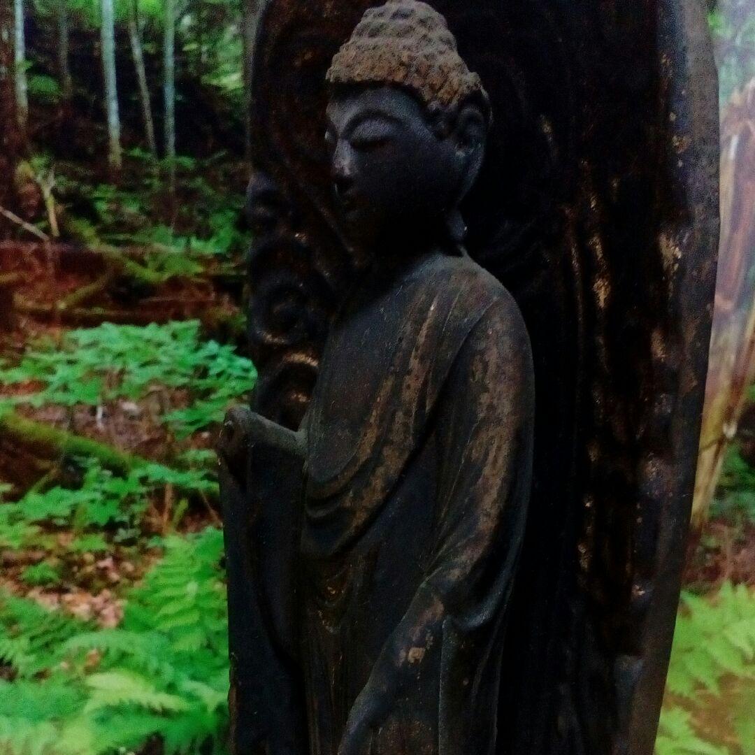 江戸時代２５０～３５０年前頃ケース入備前備中國武家旧家蔵出阿弥陀如来木彫仏当時物