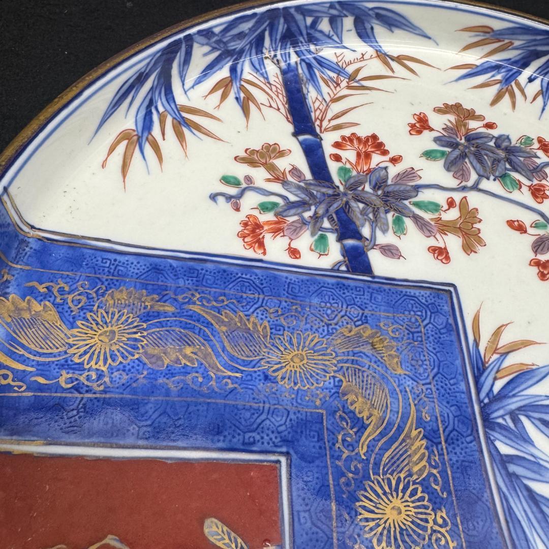 江戸中期古伊万里 赤絵 金蘭手 豪華 飾り皿　鉢 在銘