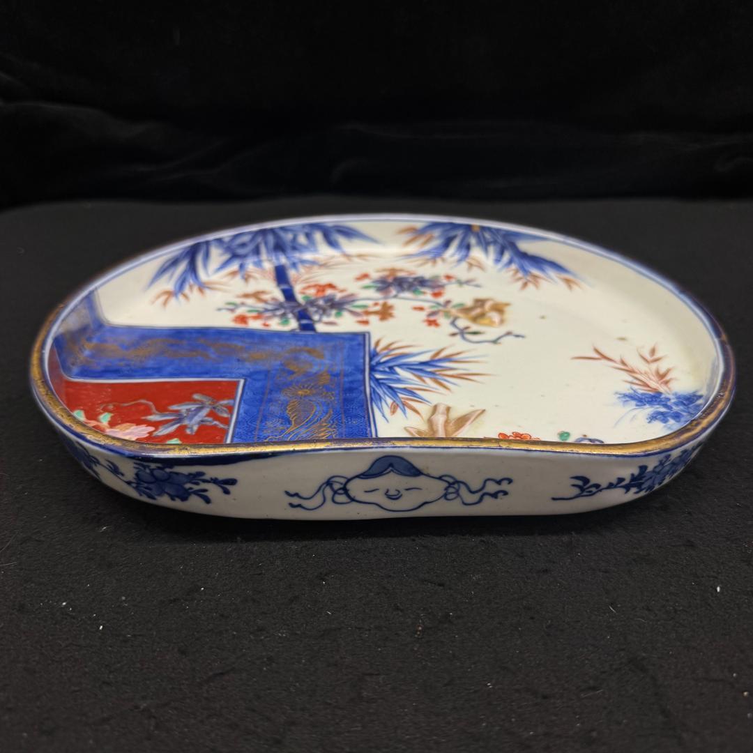 江戸中期古伊万里 赤絵 金蘭手 豪華 飾り皿　鉢 在銘