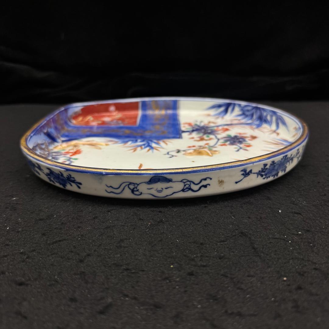 江戸中期古伊万里 赤絵 金蘭手 豪華 飾り皿　鉢 在銘