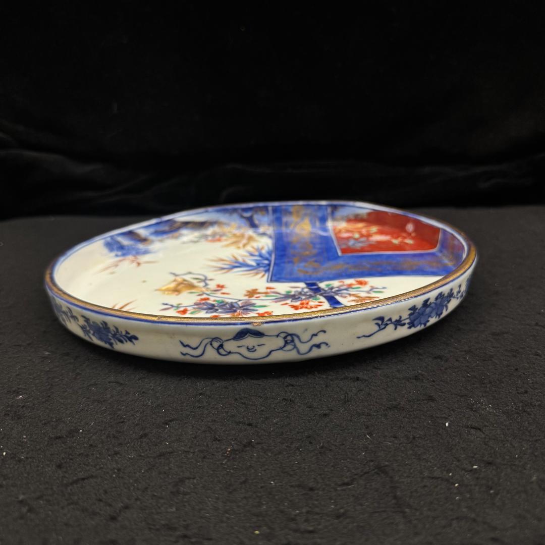 江戸中期古伊万里 赤絵 金蘭手 豪華 飾り皿　鉢 在銘