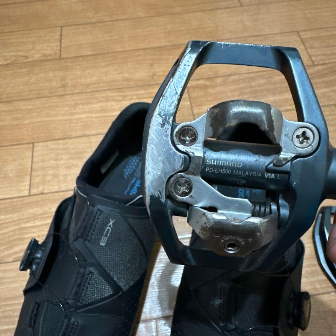シマノ ブラック クリンチングシューズ ペダル付き