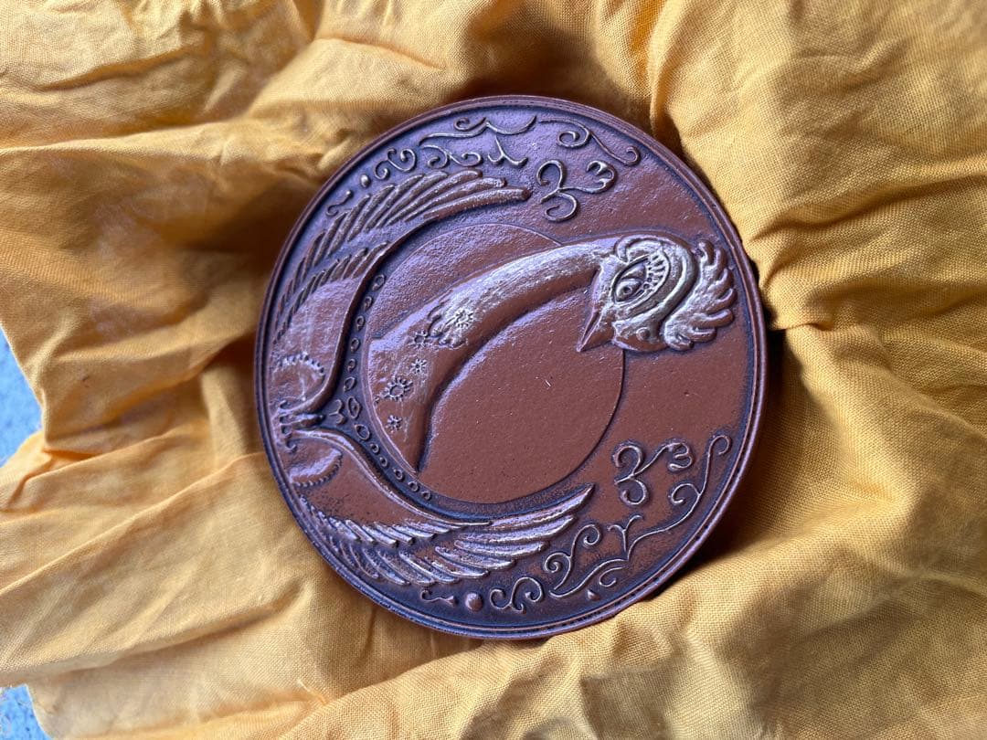 手塚治虫漫画『火の鳥』モチーフ　銅製の朱肉入れ