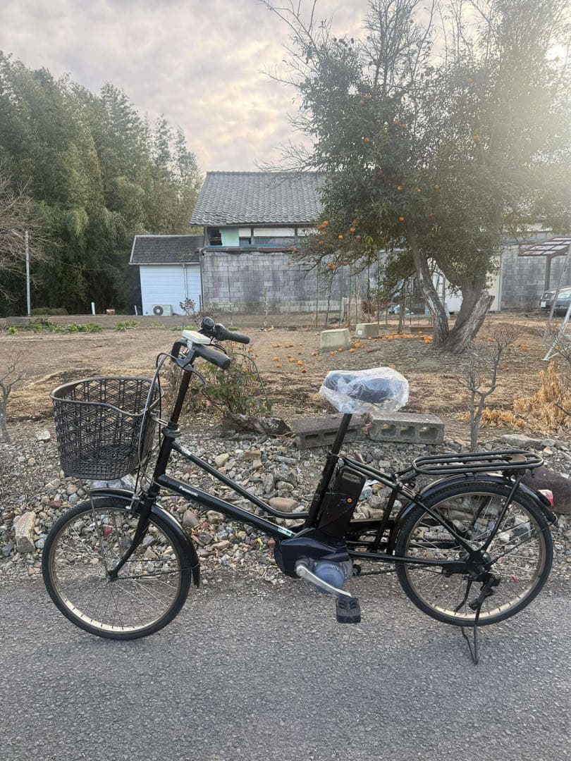 電動アシスト自転車 黒 バスケット付き