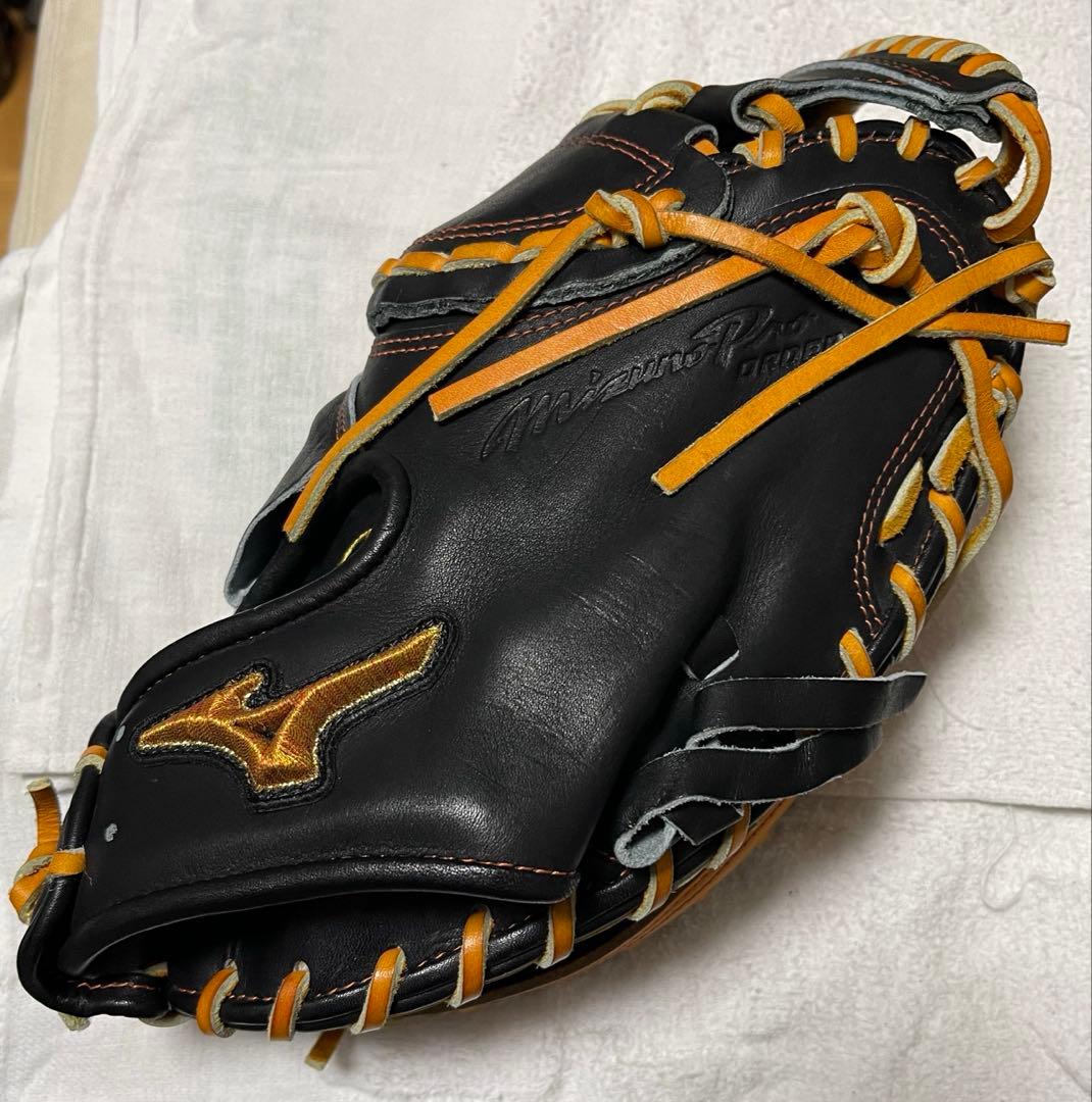 Mizuno 軟式キャッチャーミット 黒/オレンジ