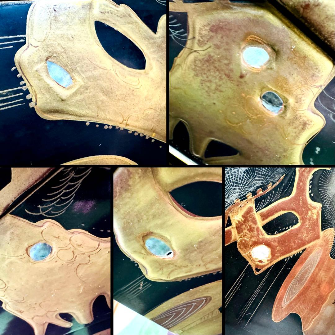 漆器　輪島塗　沈金　蒔絵　螺鈿　木製　五段　重箱　時代品