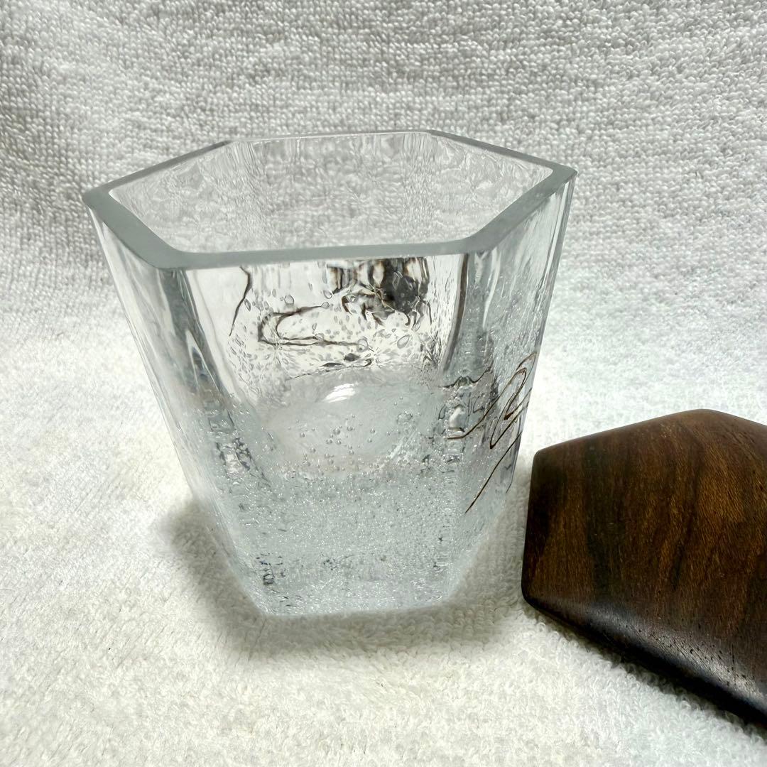 茶道具 茶入 硝子茶器 六角 蟹蒔絵 蓑輪一星作【匿名配送】