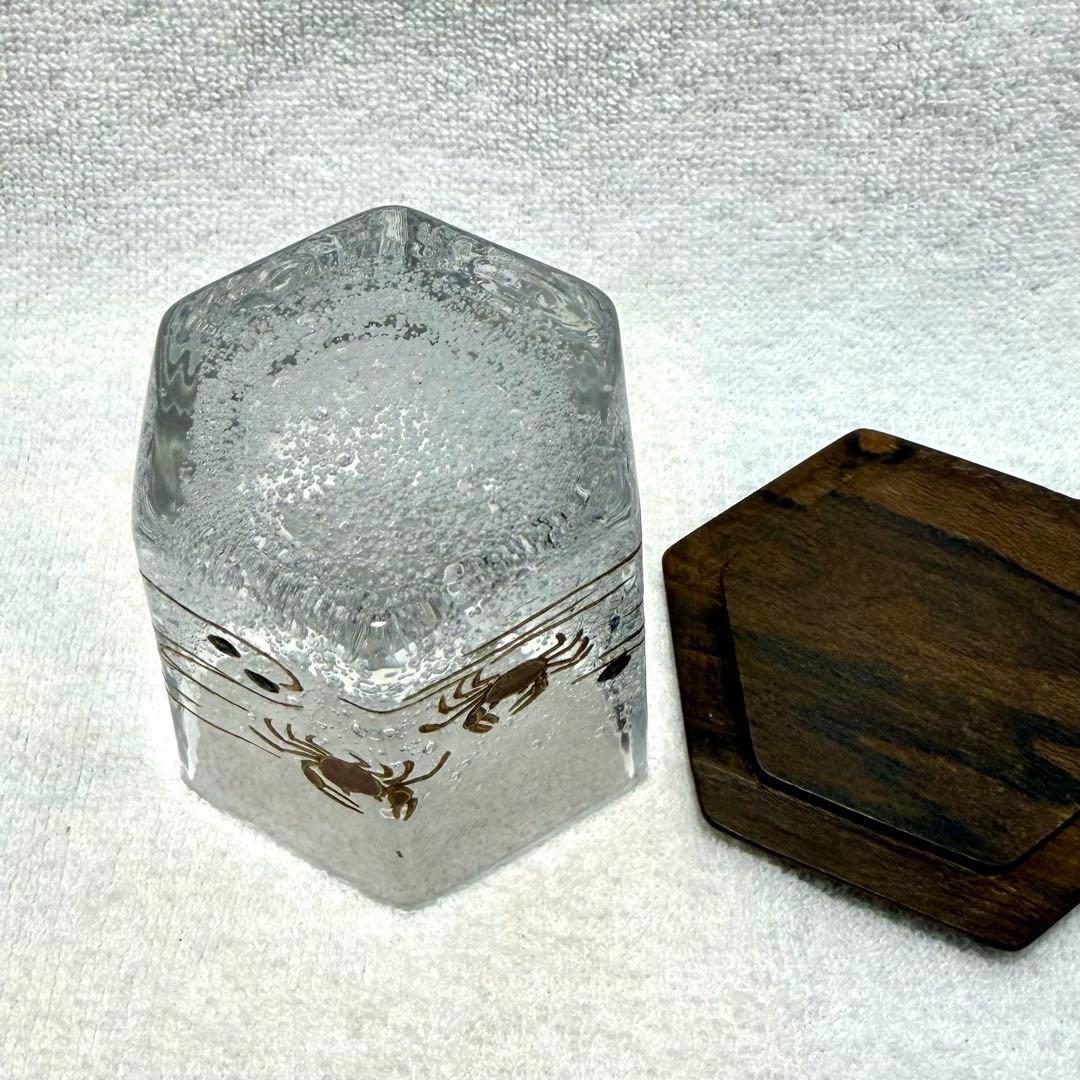 茶道具 茶入 硝子茶器 六角 蟹蒔絵 蓑輪一星作【匿名配送】