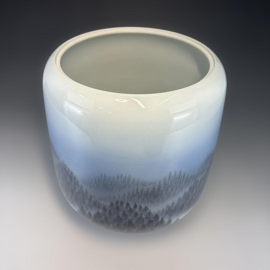 【中古品】藤井朱明造　有田焼 朝日　黒墨　水指（共箱）USED〈税込・送料込〉