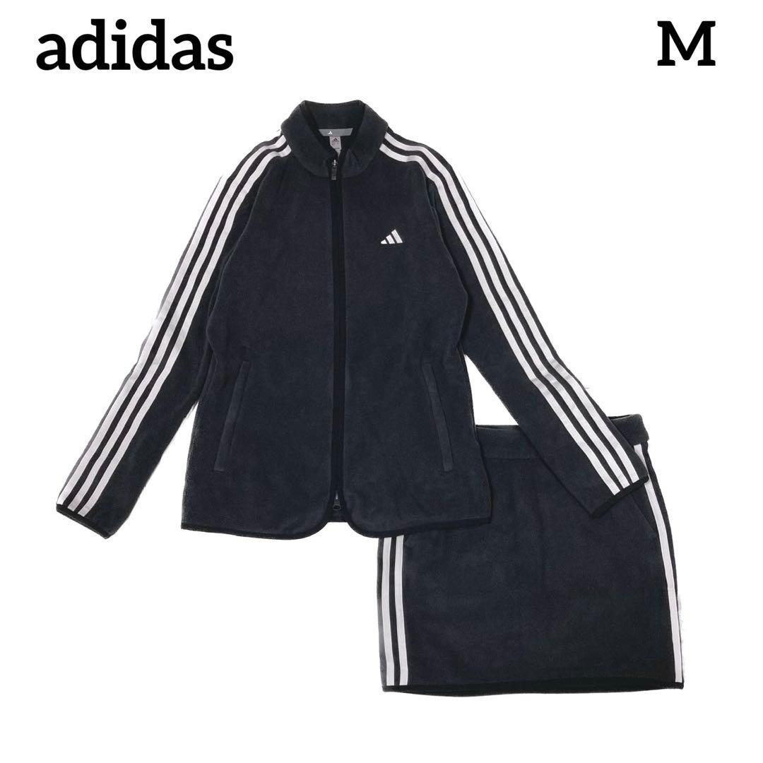adidas　ゴルフウェア　セットアップ　ミニスカート　ライン　フリース　M
