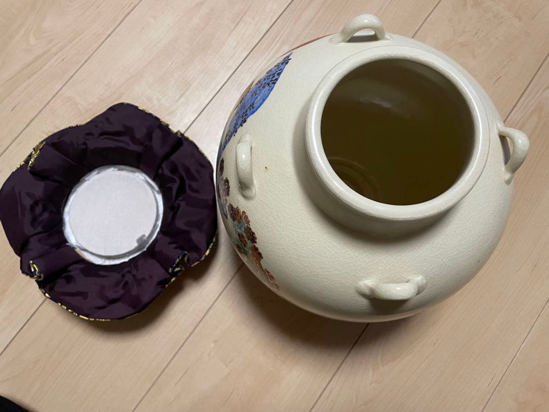 茶器/茶道具　飾茶壺（飾壺）】吉野山　共箱　飾り紐3本・口紐付