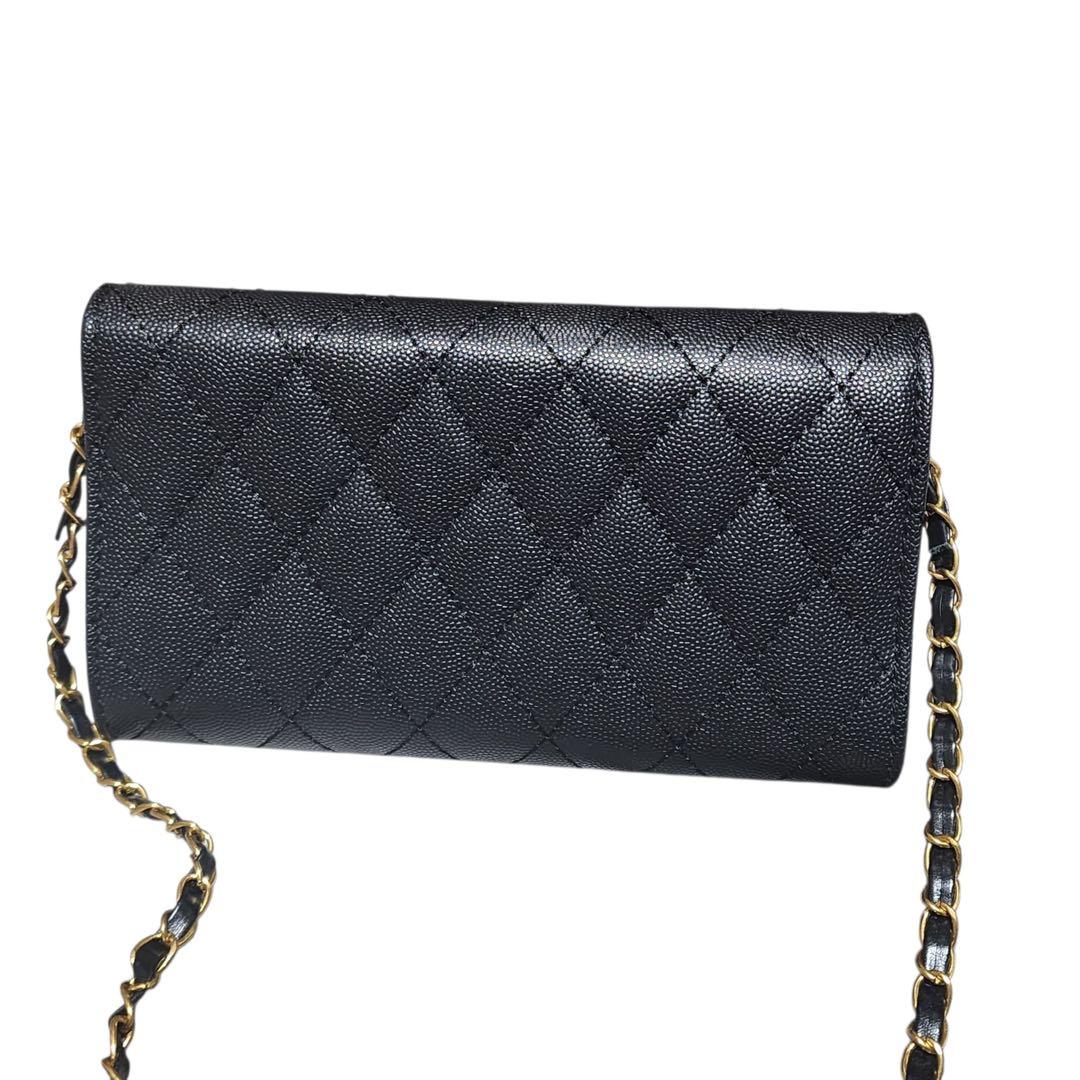 CHANEL　長財布　チェーンウォレット　黒　ノベルティ