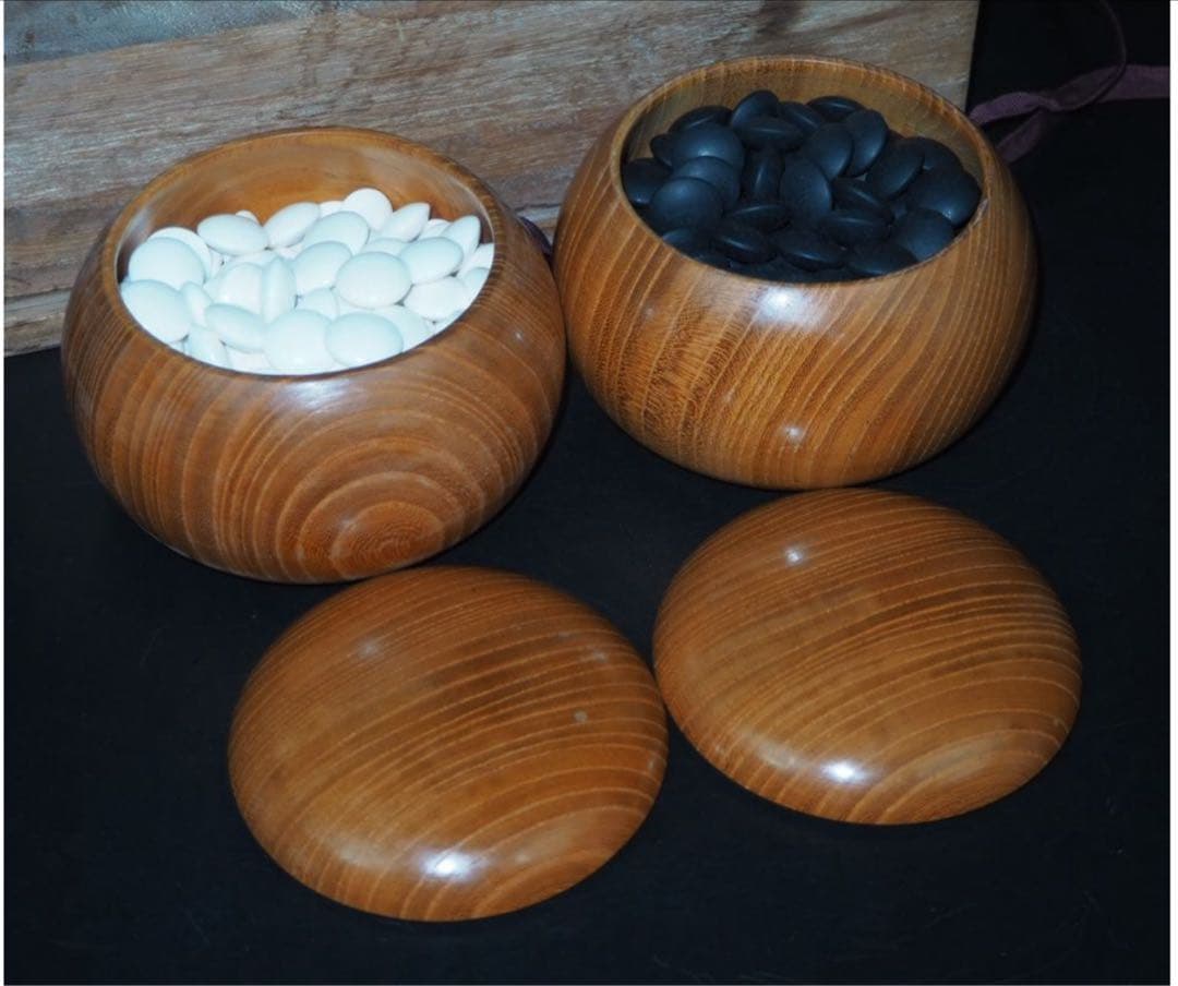 送料無料　日向特製　蛤碁石35号・碁笥セット　旧家蔵出