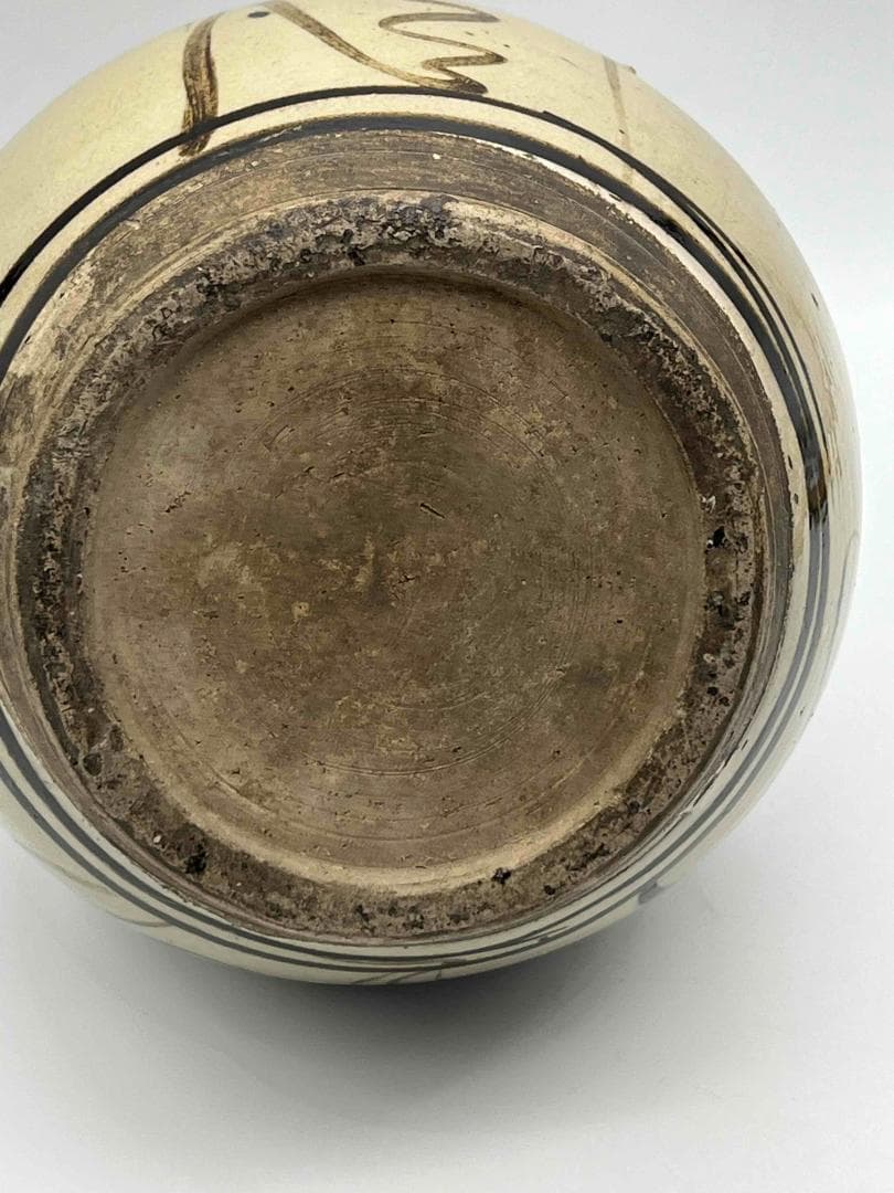 宋時代　磁州窯双耳盤口壺　茶道具　唐物　古物　時代物(E-73)