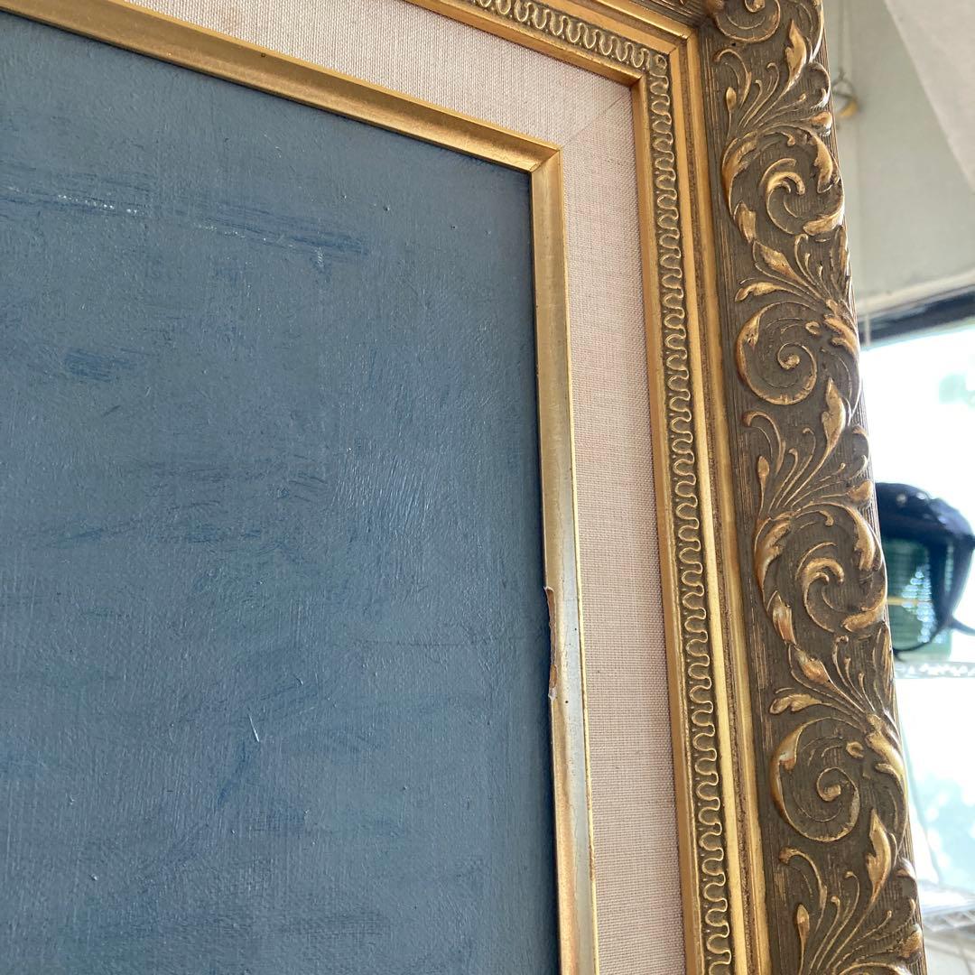 特大 P100号 古画 佐々木恭子 画 「濤」 岩手県三陸の海 ゴールドフレーム