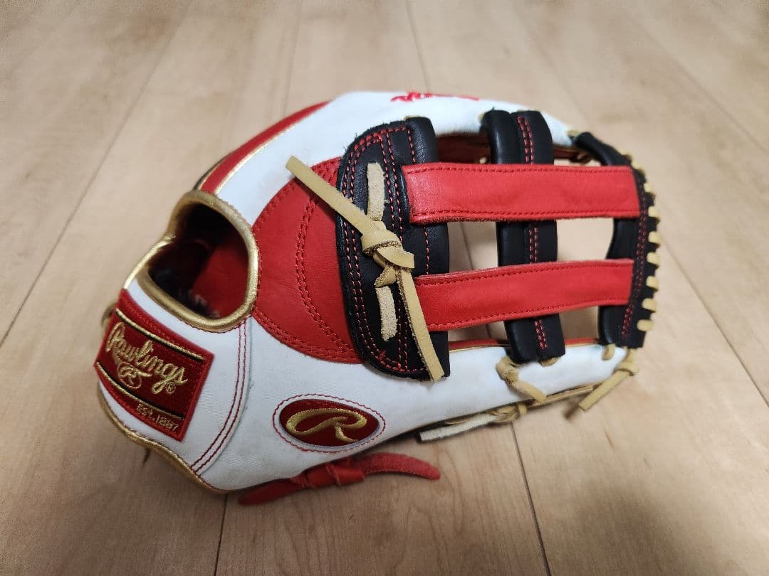 Rawlings 軟式グローブ ホワイト/レッド　外野用