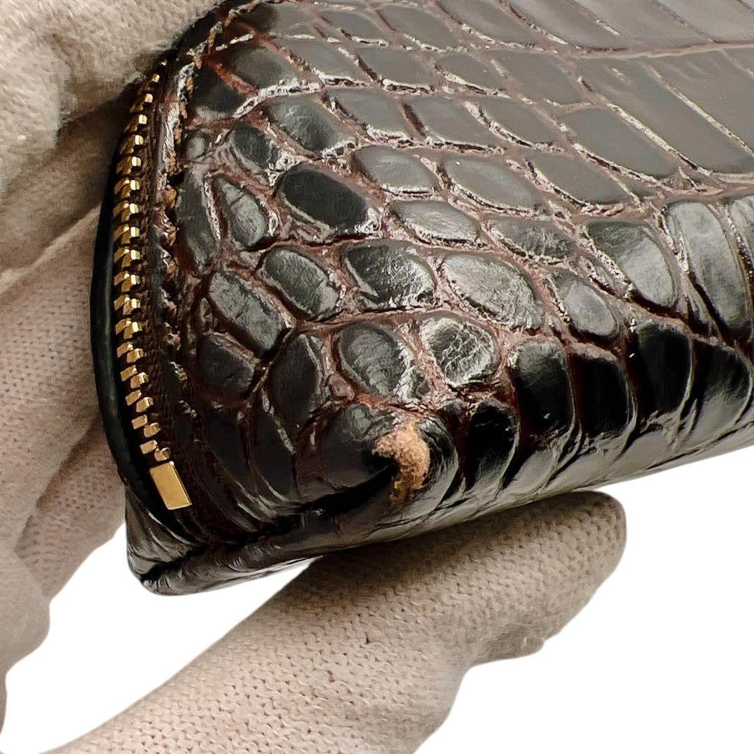 廃盤品 希少 SMYTHSON ブラウン クロコ レザー ペンケース 7395