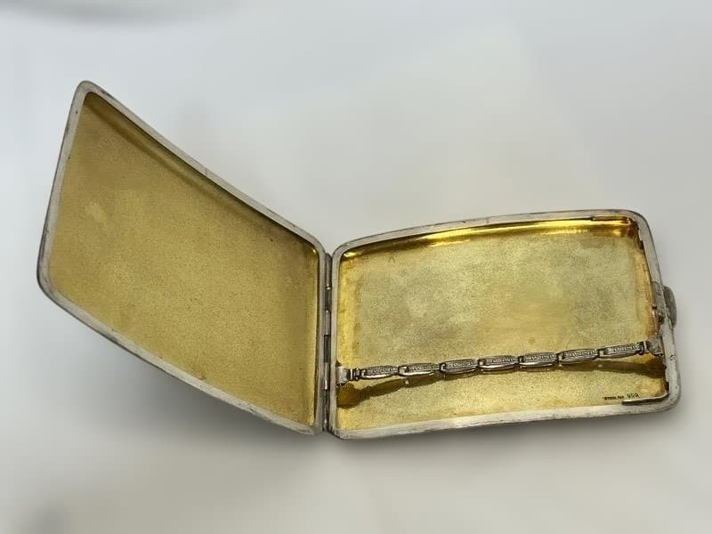 銀製 タバコケース 煙草入れ 虎紋　彫金　在銘　STERLING 950