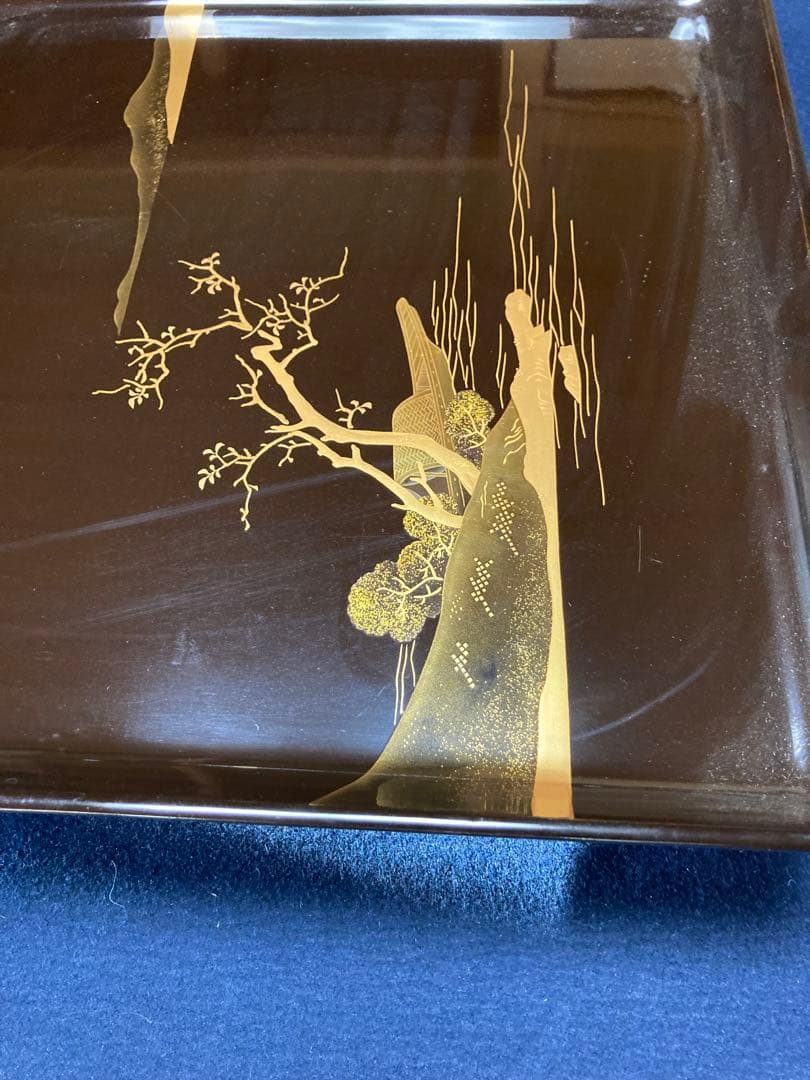 漆器 四角形 膳 5組セット金蒔絵装飾