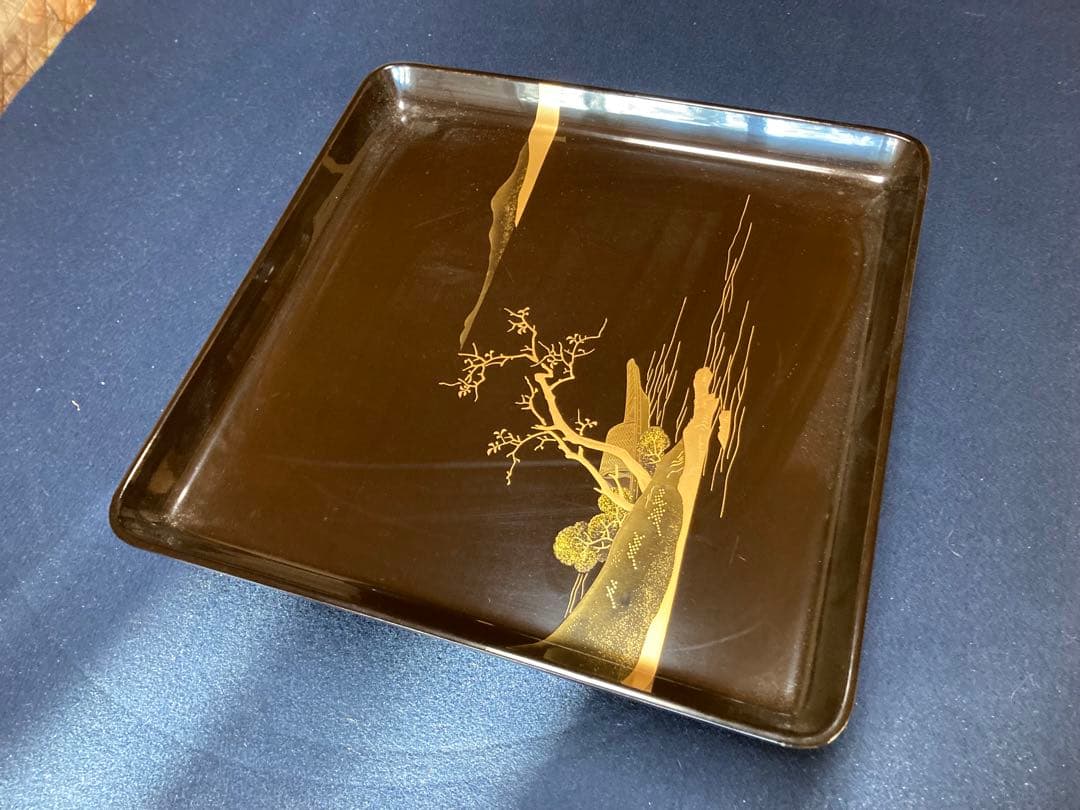 漆器 四角形 膳 5組セット金蒔絵装飾