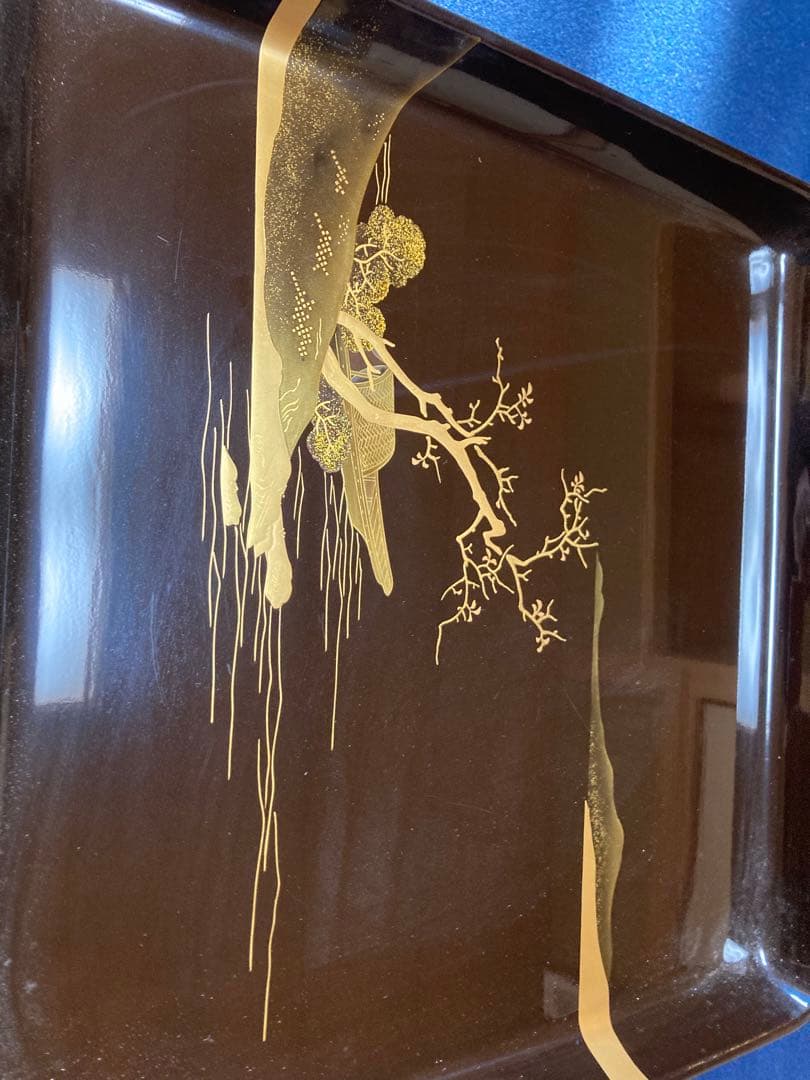 漆器 四角形 膳 5組セット金蒔絵装飾