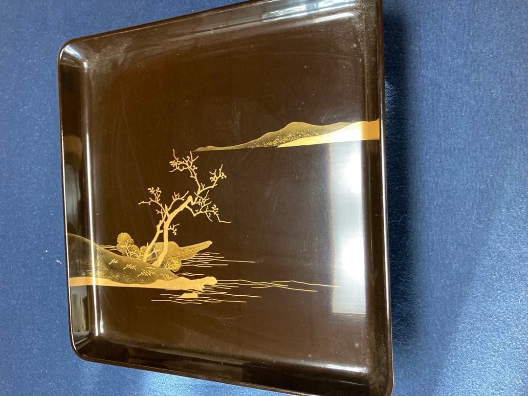 漆器 四角形 膳 5組セット金蒔絵装飾