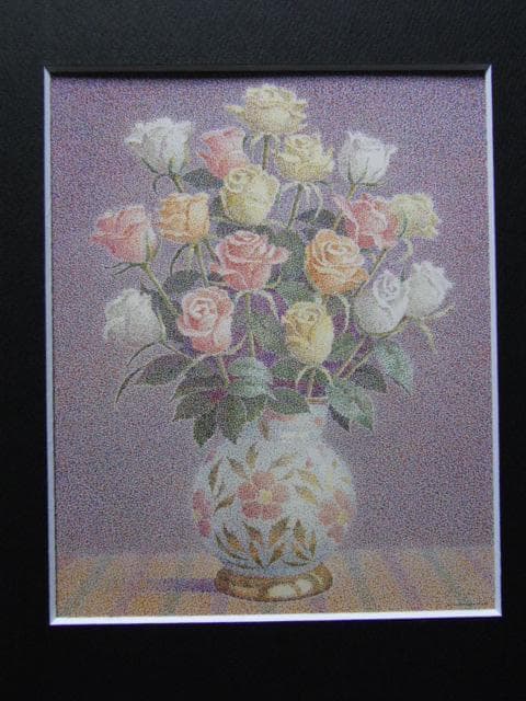 山田嘉彦【薔薇】希少な額装用画集より、状態良好、新品高級額装付