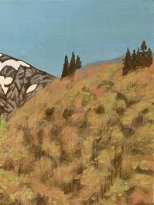 「真作」木下弘勝「芽生きの頃」風景画　油彩画　額装　サイン有り　P10号