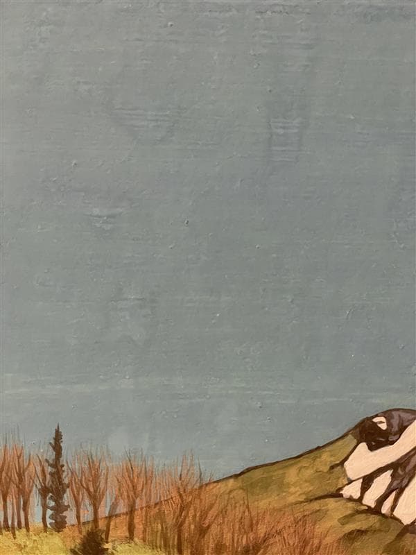 「真作」木下弘勝「芽生きの頃」風景画　油彩画　額装　サイン有り　P10号