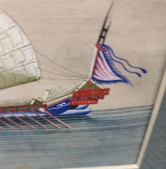 古画、当時の古舟の生活　肉筆水彩画です。日本にはない表現が随所に見られます。５