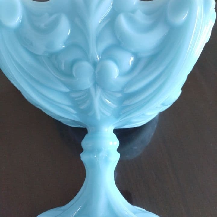 アンティーク ティファニーブルーコンポート⭐︎ミルクガラス ⭐︎ファイヤーキング