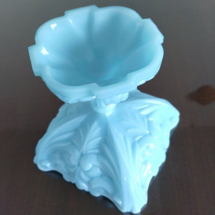 アンティーク ティファニーブルーコンポート⭐︎ミルクガラス ⭐︎ファイヤーキング