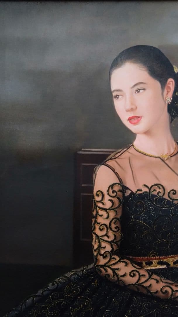 人見友紀　伝説の逃亡画家　油彩画　油絵　12号　グレースケリー