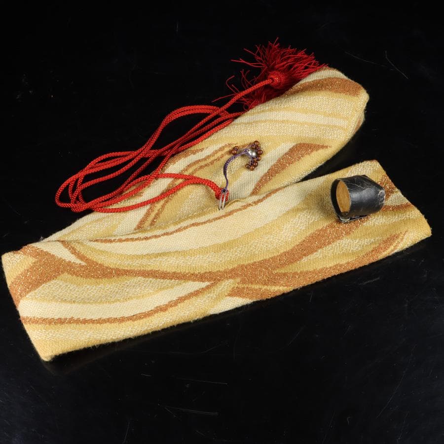 Y3273-5 琴古流 尺八 隆風銘 銀三線 螺鈿細工 全長61.5㎝ 竹製