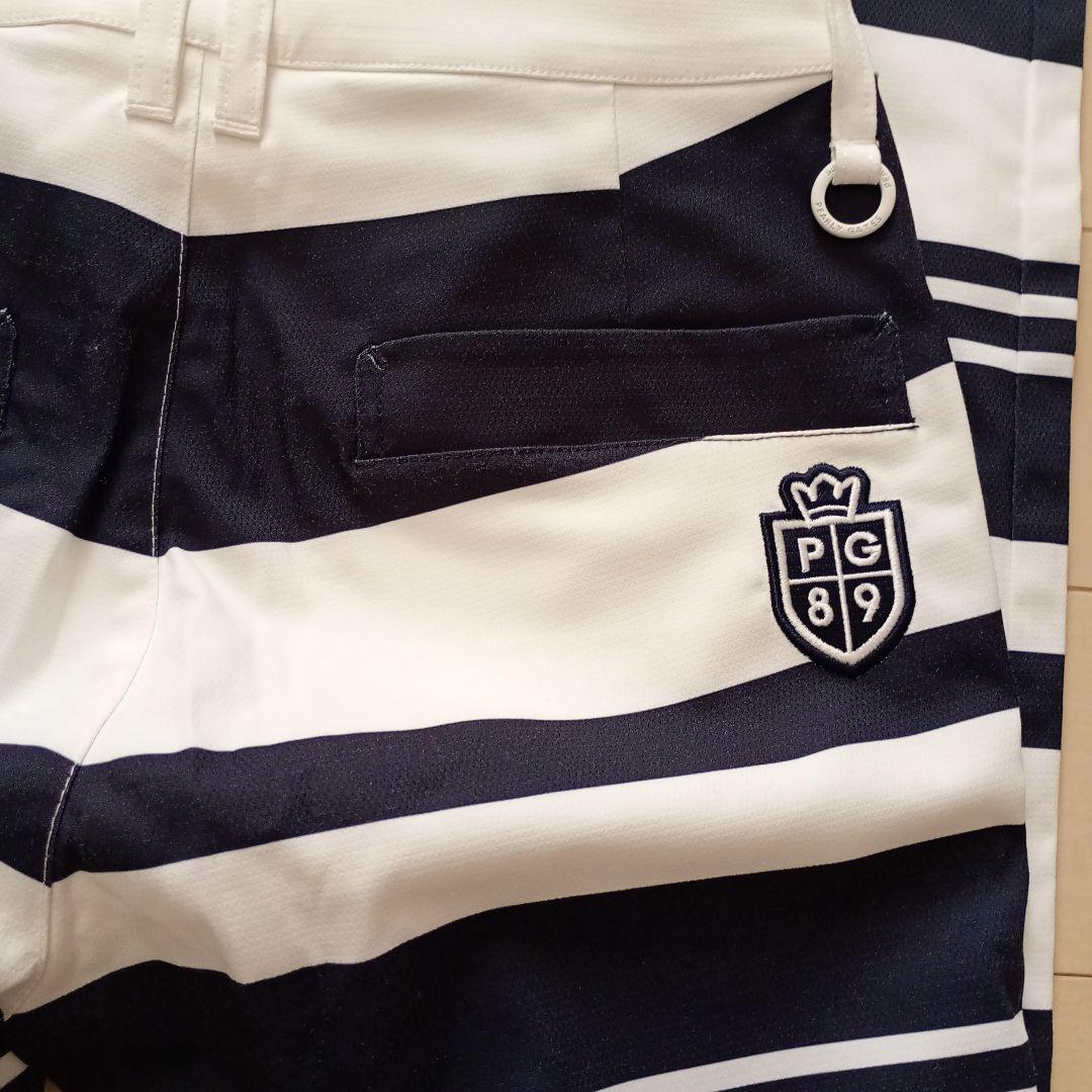 パーリーゲイツ レディース ゴルフ パンツネイビー ホワイト ストライプ