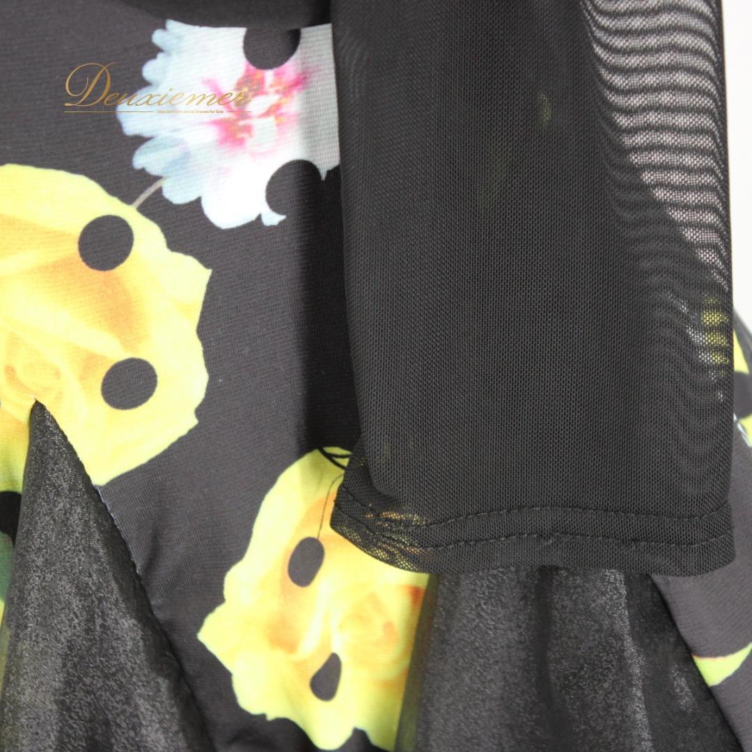 【社交ダンス衣装】ワンピース ドレス パーティー ICHIOKU 黒 黄色 水玉