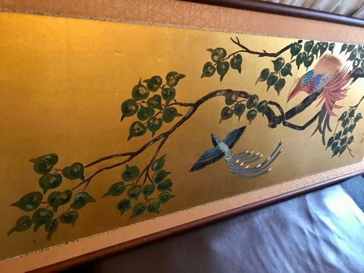 花街のお持ち物　枝木と鳳凰　138.5cmワイド　木枠　唐朝