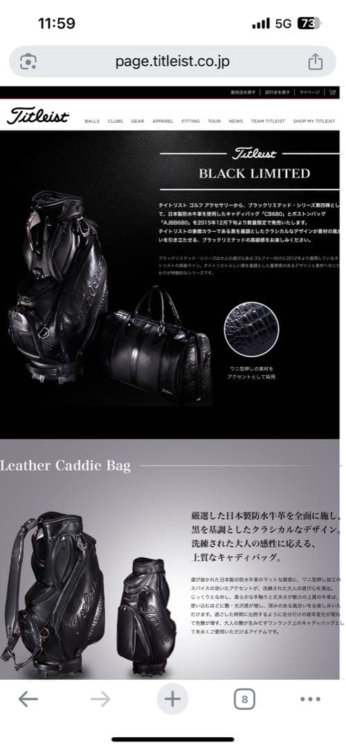 タイトリストキャディーバッグ本革