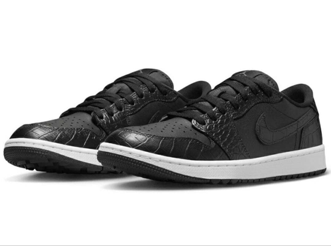 クサノNike エアジョーダン1 LOW ゴルフ オールブラッククロコ27