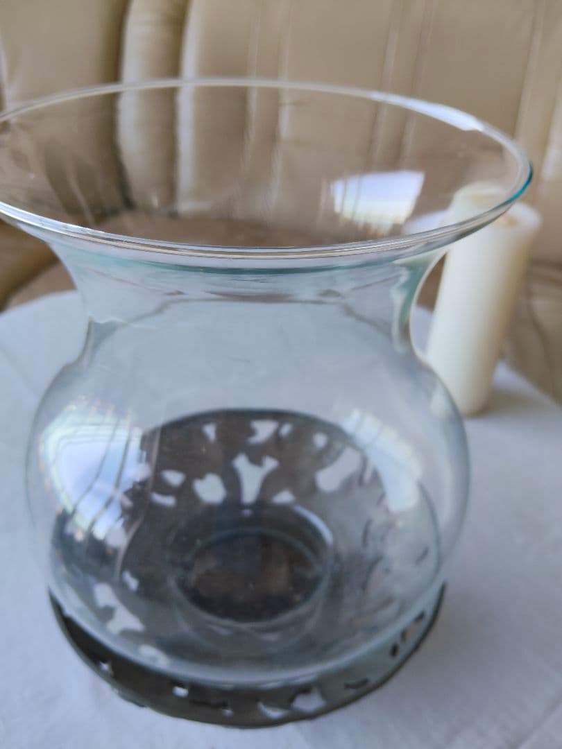 カナダSeagullシーガル社製 ガラスとピューターのキャンドルホルダー