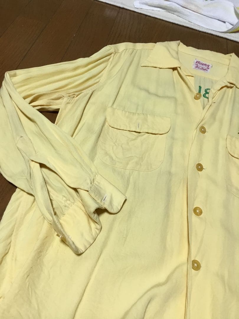 ボーリングシャツ長袖ギャバシャツ　ビンテージ　50S ロカビリー